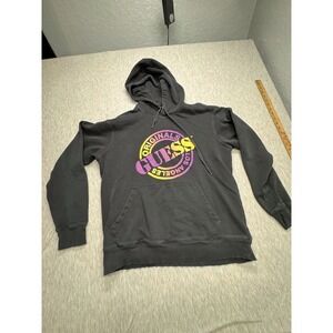 Guess Originals Los Angeles Hoodie Sz Med Black Purple Yellow Guess Stencil Logo
